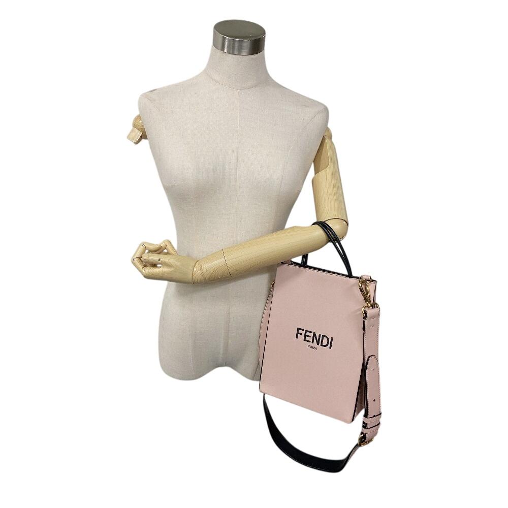 FENDI 8BH382 2WAY handbag leather shopping bag small Shoulder Bag pink leather Women Used