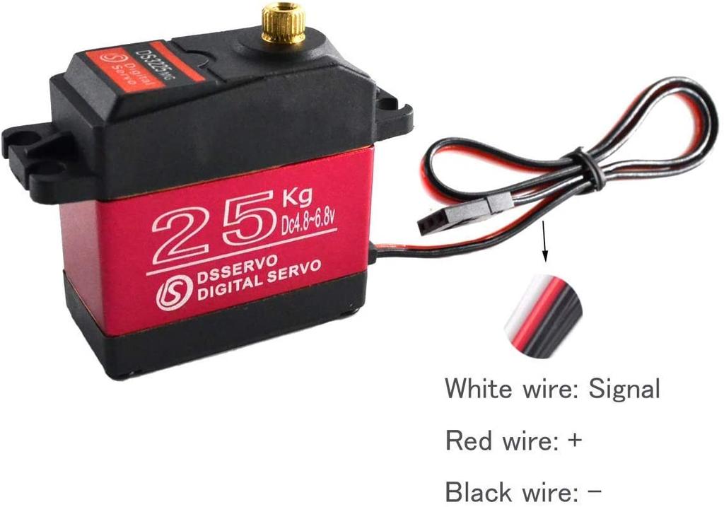 DS3225 25KG High-Torque Servo Motor | Full Metal Gear for Durability | Ideal for Robotics and RC Cars | Red & Black | Plastic Housing