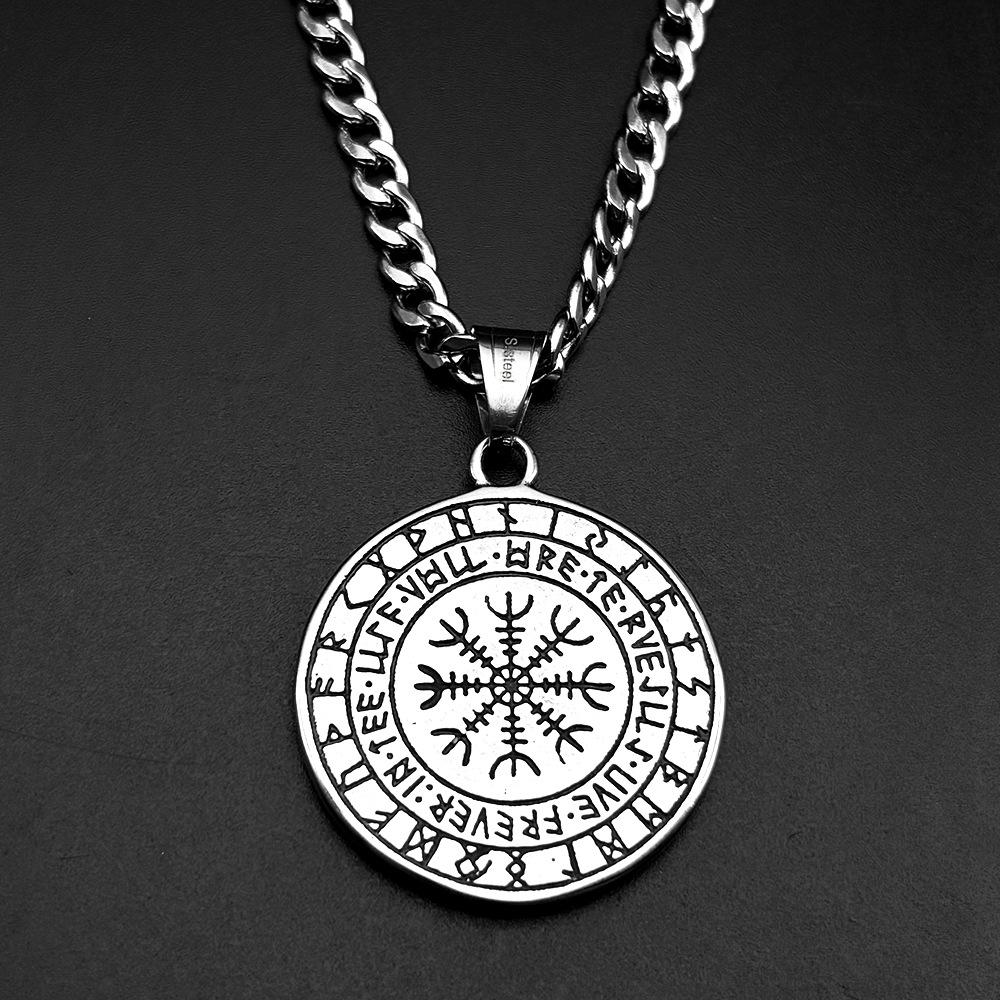 Edelstahl Lebensbaum Halskette mit rundem Runen-Anhänger Anlaufgeschützter Schmuck Geschenk für Frauen Männer