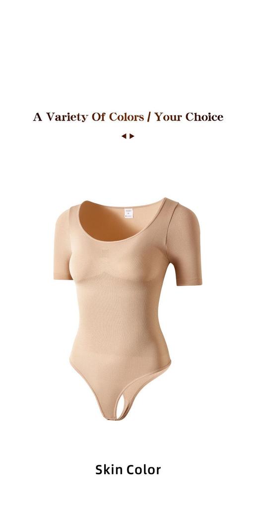 Women's Short Sleeve Tummy Control Shapewear Bodysuit