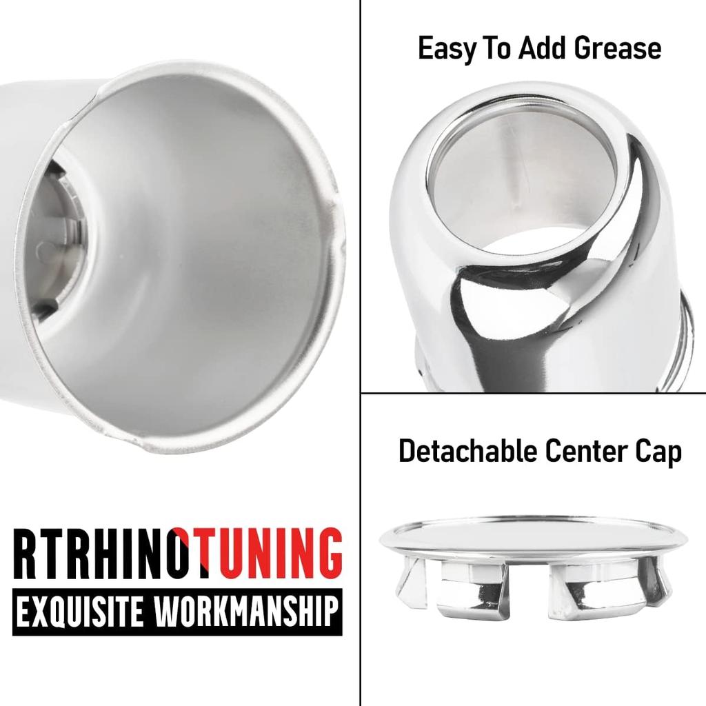 RTRHINOTUNING 1PC Push Through Wheel Center Caps 3.19inch Chrome Silver for Truck Wheels Rim Trailer