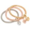 3pcs Popcorn Bracelets Alloy Elastic Charm Bracelets 3 Colors Couple Bracelet Set