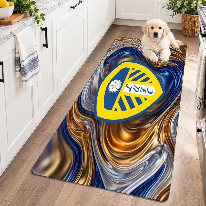 Flannel Kitchen Mat Leeds United Football Soft Area Rug Non Slip Floor Carpet Home Decoration