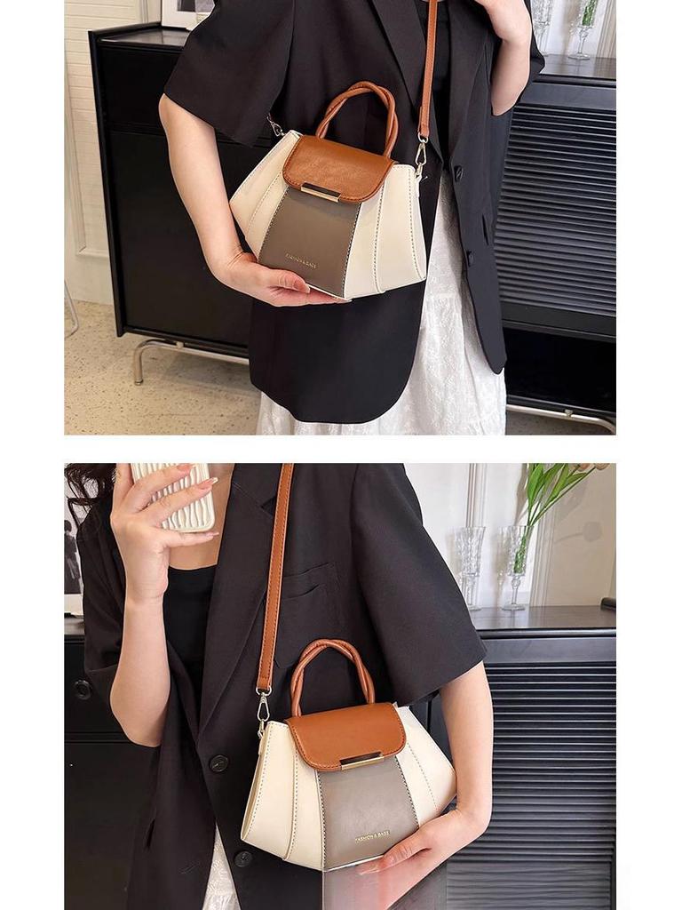 Color Block Handheld Bag for Women - Spring/Summer 2025: Versatile High-End Small Square Shoulder Bag with Niche Design.