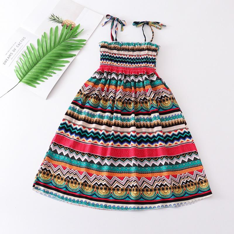 Shabohemian mother and daughter beach skirt parent-child suspender skirt girls floral vest skirt
