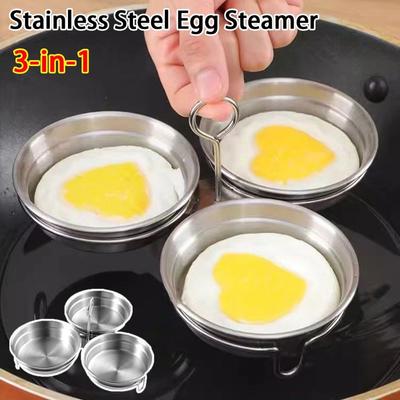 New Stainless Steel Egg Cooker Heart-Shaped 3-in-1 Omelette Mold Boiled Egg Artifact Kitchen Cooking Tool