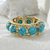 Anillo Vintage para Mujer con Incrustaciones de Turquesa Sintética Color Dorado Clásico Geometría Uso Diario Joyería para Fiesta Regalo de Aniversario