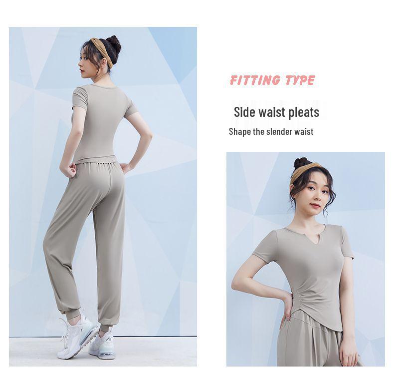 Women's Spring/Summer Yoga Suit Set - Short Sleeve Activewear for Outdoor Runs, Pilates, and Fitness Training