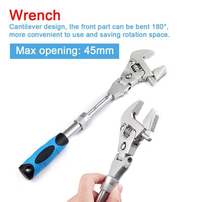 Multifunctional Retractable Adjustable Wrench Household Maintenance Practical Ratchet Wrench 180°  Bathroom Air Conditioner