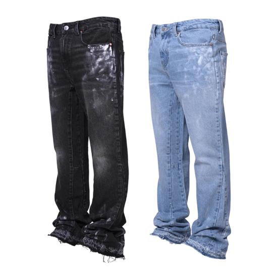 Men's Vintage Jeans Casual Straight Mid Waist Denim Pants Distressed Washed Trousers with Pockets for Streetwear Travel