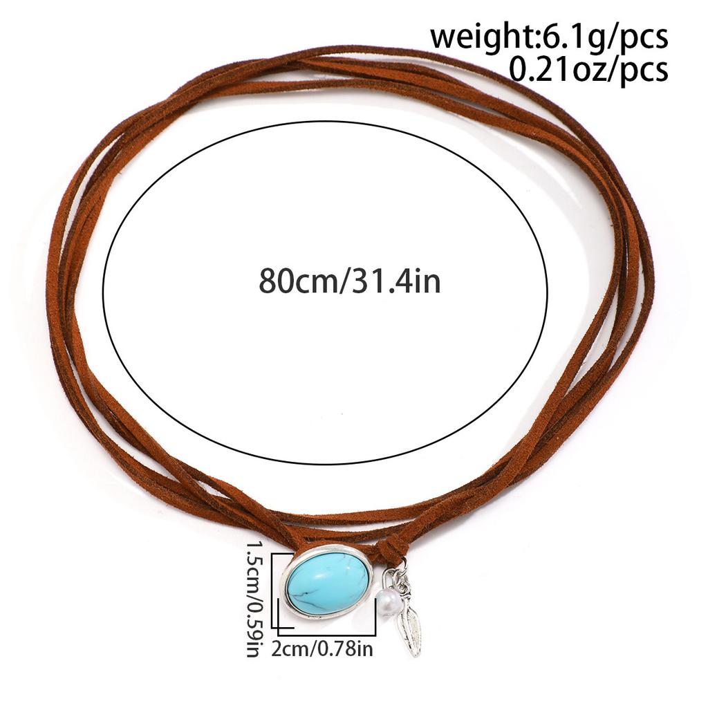 Double clavicle chain chocker collar ethnic style turquoise simple sweet cool necklace