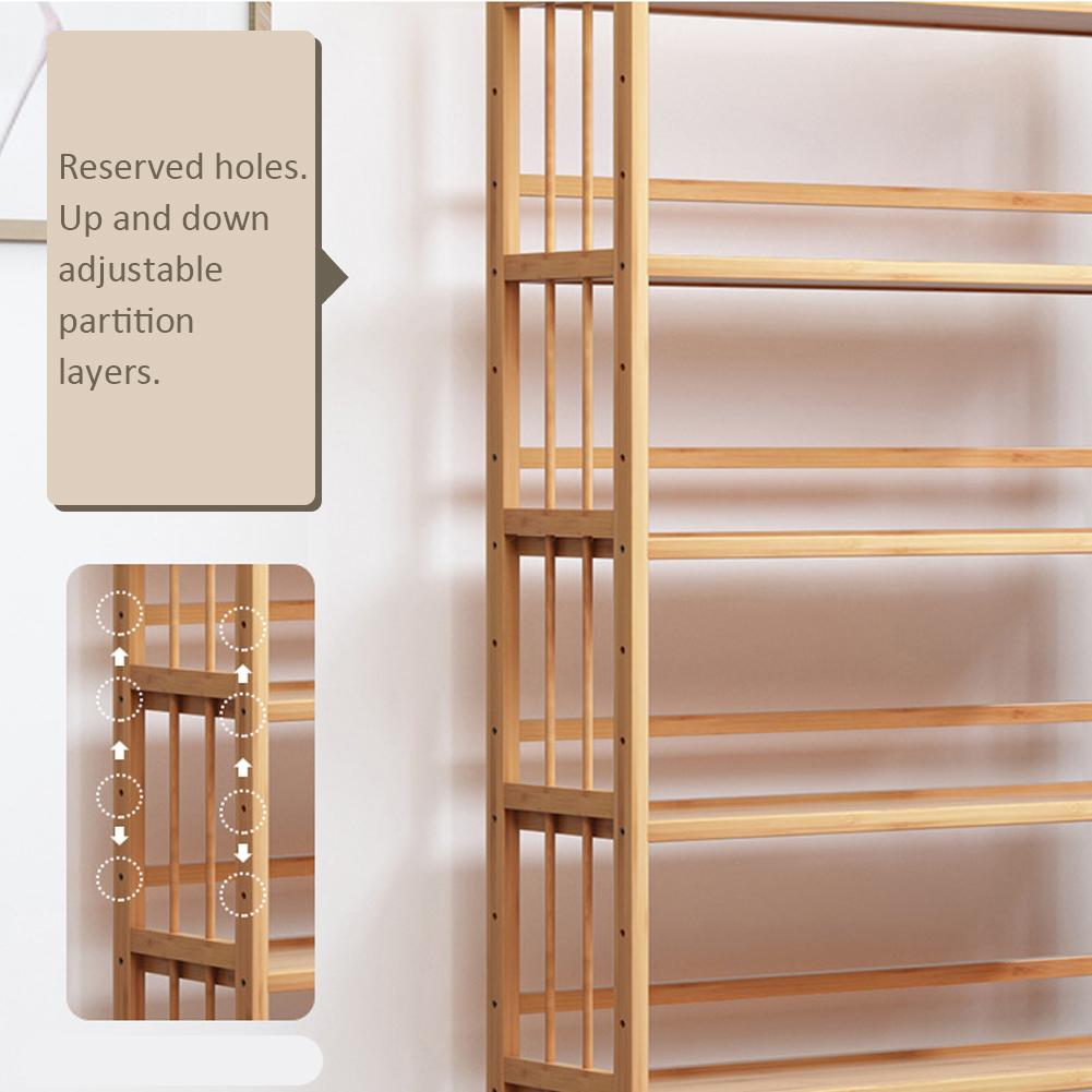 4-Tier Bamboo Shelf Large Capacity Simple Bookcase Multi-Function Storage Display Rack for Bathroom Kitchen Living Room