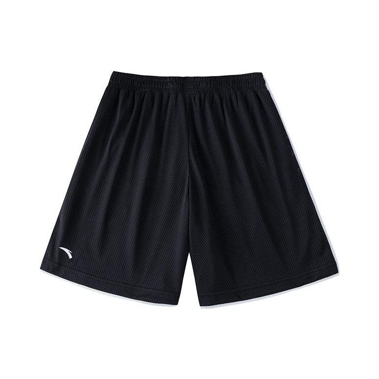 Anta Color Block Brand Logo Knitted Mid Waist Fitted Breathable Casual Shorts Men shorts Black 152231519-3