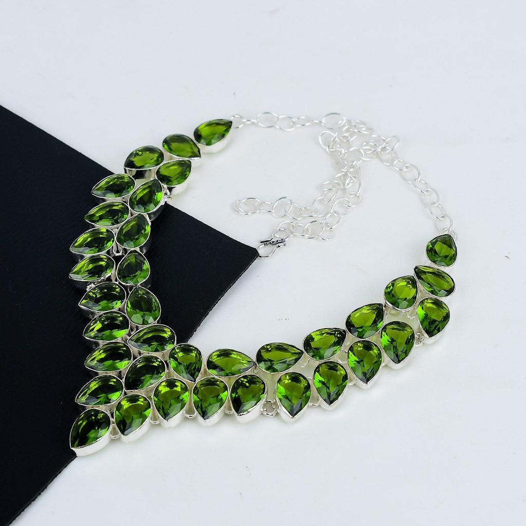 Beautiful Peridot Gemstone Handmade 925 Sterling Silver Necklace, Peridot Silver Necklace For Wife, Unisex Necklace, Party Waer Gift