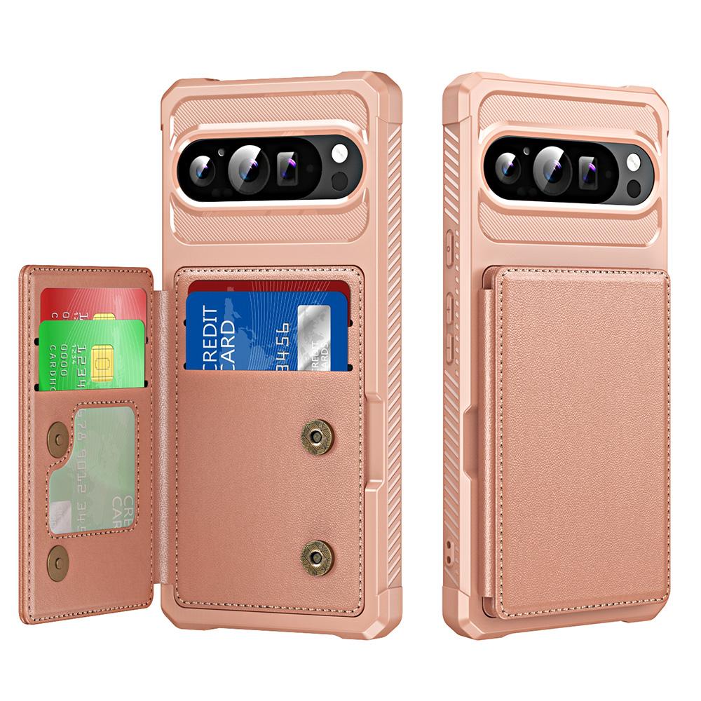 For Google Pixel 9 Pro XL Case Card Slot Kickstand Leather+TPU Reinforced Corner Phone Cover