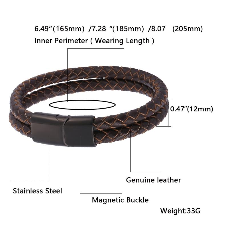 Vintage Double Layer Braided Brown Men Genuine Leather Bracelet Charms Man Jewelry Bracelet Gift