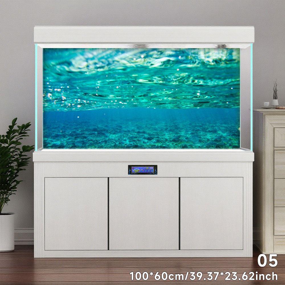 Aquarium Background Sticker Fish Tank Backdrop Forest/Moss/Ocean World DIY Cutting Available Background Self Cling Aquarium Wallpaper Decorations