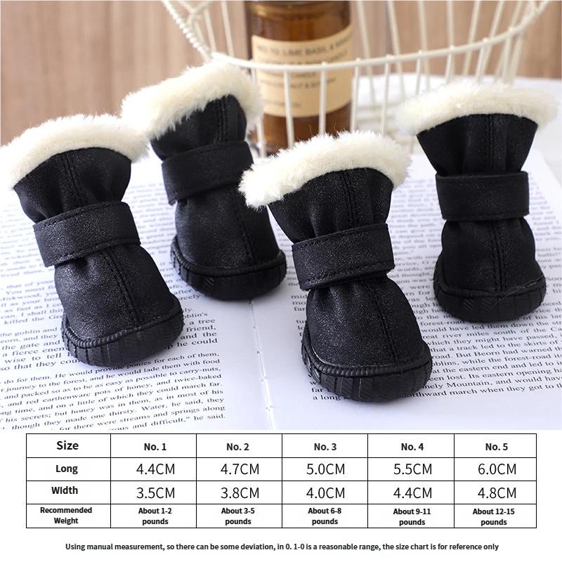 Pet Shoe Thickened Velvet Breathable Durable Anti-Slip Anti-Drop Dog Shoes Winter Boots for Small Dogs Outdoor Walking