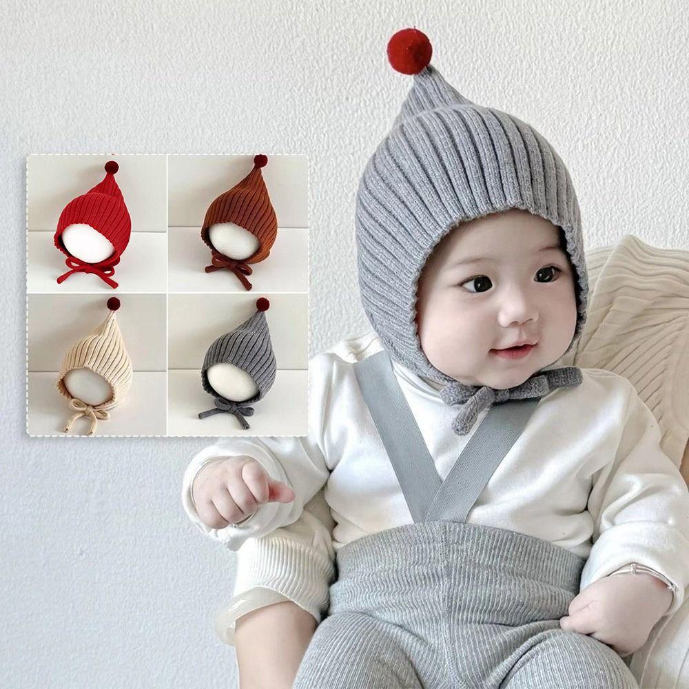 Warm Infant Beanie Cap Solid Color Winter Baby Hat Cute Baby Knitted Hat