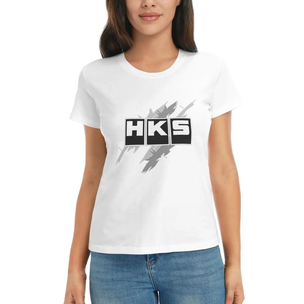 

Women TShirt HKS Logo Car JDM Summer Short Sleeve Tees ONeck Cotton T Shirts Clothes Tops Streetwear S