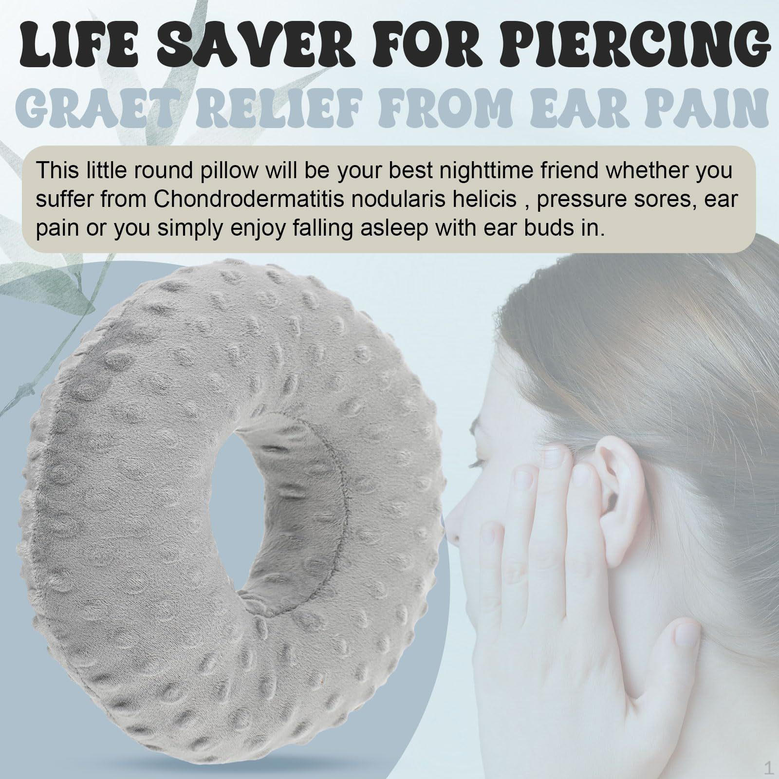 

Ear Piercing Pillow Versatile Protector Round Shaped Comfortable Easy Clean PP Sponge with Hole сірий колір