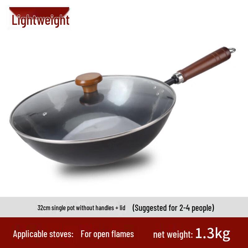 Ручной чугунный вок для жарки Zhangqiu