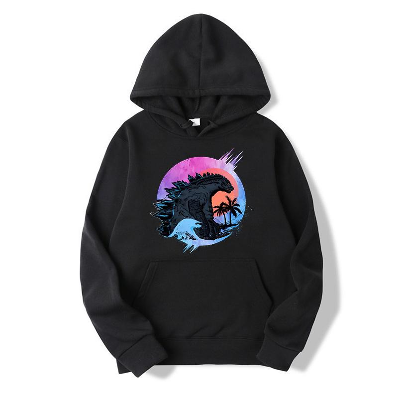 Godzilla Sweatshirt Adult Spring Autumn Hoodie with Hat Women Long Sleeve Clothes Pocket Cool Print Pullover Monster Clothes