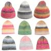 High Quality Unisex Tie-Dye Gradient Knitted Beanie Hat New Rainbow Thick Striped Winter Hat
