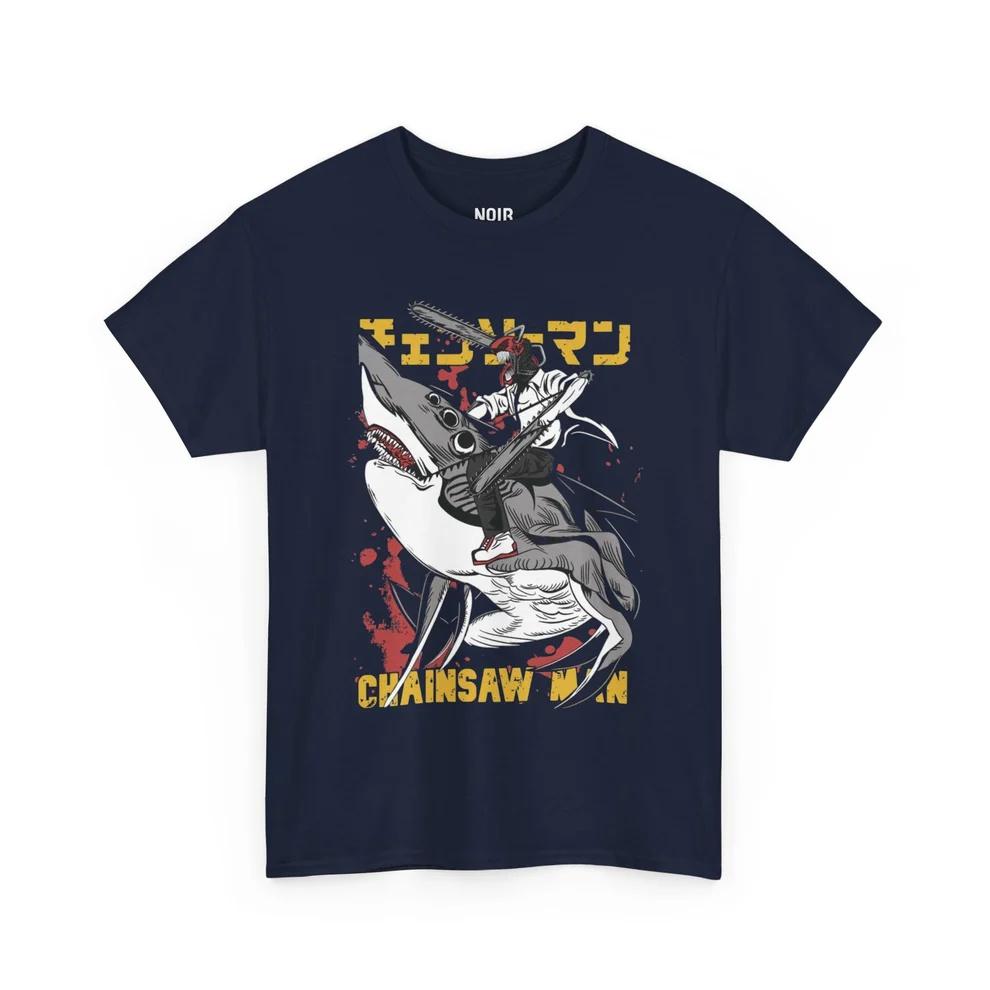 Chainsaw Shark Rider Pure Cotton Tshirt for Men and Women Anime Style Fashion Comfortable Casual Short Sleeved Tshirt Unisex 4XL