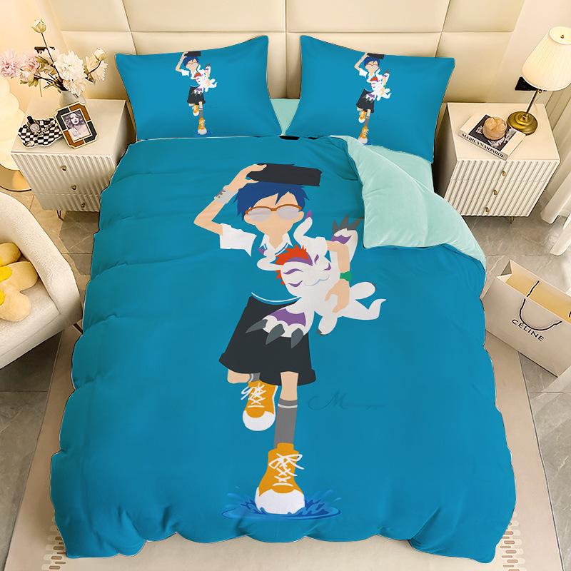 Gamer Digital-monsters Beding Set Digimon Soft with Soft Fabric Duvet Cover Plus Pilowcases Unfiled Single Double Bed Children Young Gift