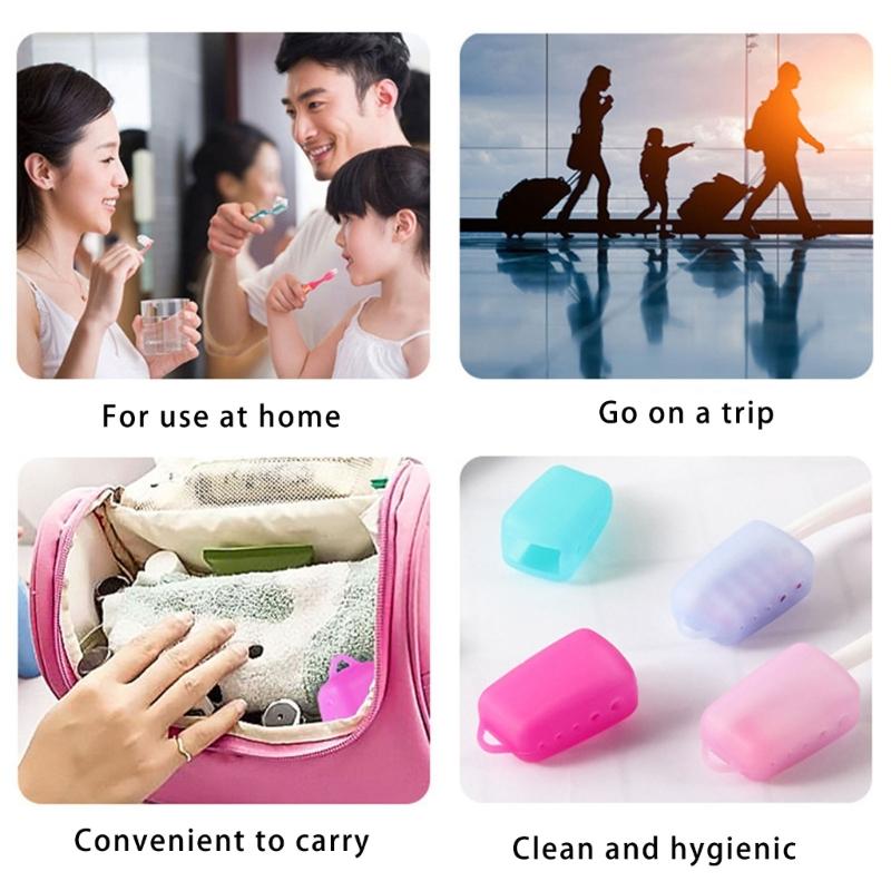 10 Pieces Colorful Silicone Toothbrush Protectors Covers Caps Compacts Travel Accessories With Dustproof Closure