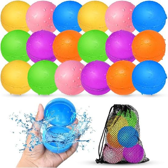 12Pcs Reusable Water Balloons, Pool Beach Water Toys for Boys and Girls, Outdoor Summer Toys for Kids Ages 3-12