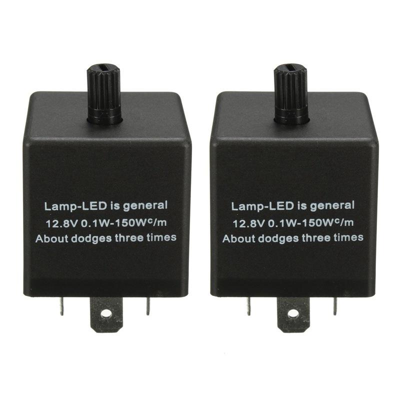 2X 12V 3 Pin LED Adjustable Car Flasher Flash Relay For Turn Signal Light Indicator