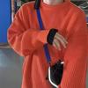 Pull Tricot Homme Ample Couleur Unie Col Rond Couche de Base Hiver Style Hong Kong Décontracté Pull Col Ras Automne Hiver