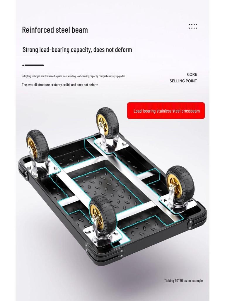 Foldable Steel Hand Truck: Portable Small Trolley for Transporting Goods