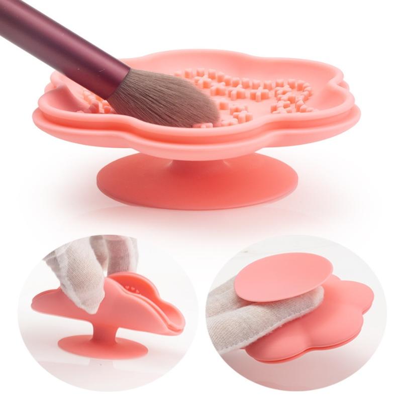 Silicone Cleaner Mat Portable Foldable Pad For Tools Makeup Brush Cleaning Box Soft Mat With Convex Texture Brush
