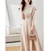 Demana Women's Summer V-Neck Short Sleeve A-Line Midi Dress