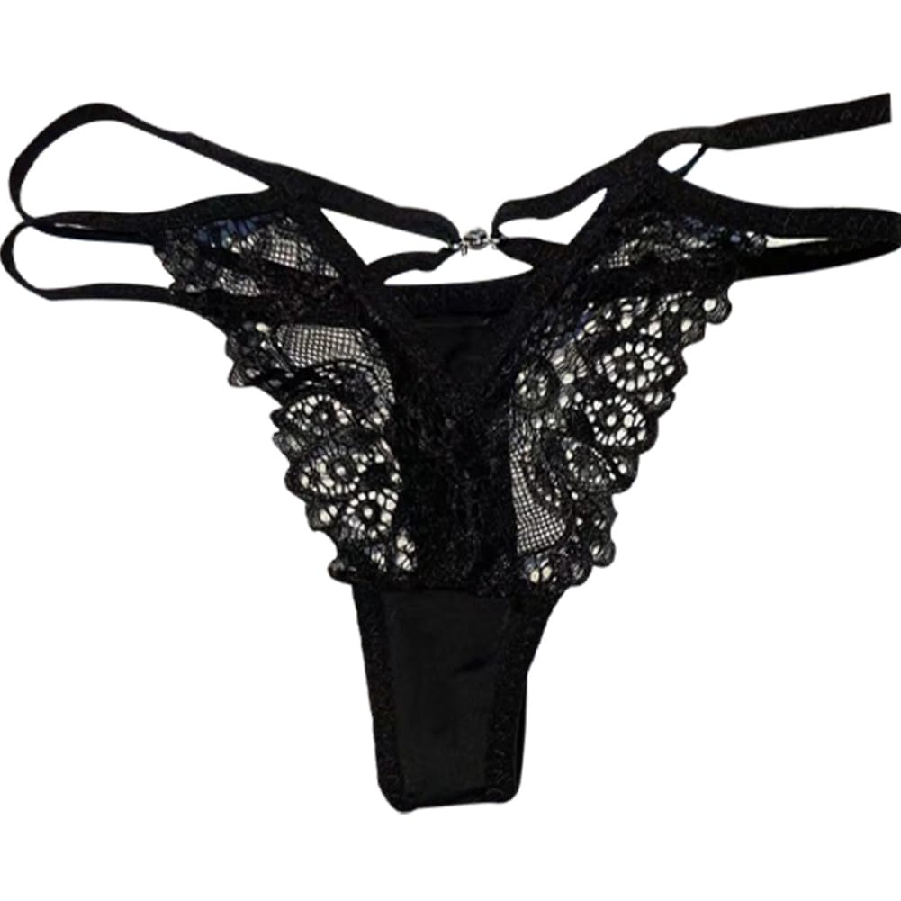 [VATEIS] Women's Thong Panties – Side String G-String Lingerie, Sheer Lace, Low Rise (5-Pack), One Size (Fits M–L)
