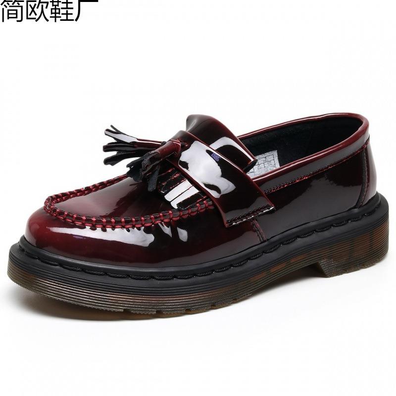 Women's leather low-top color-changing red small leather shoes Women's fashion student round head break