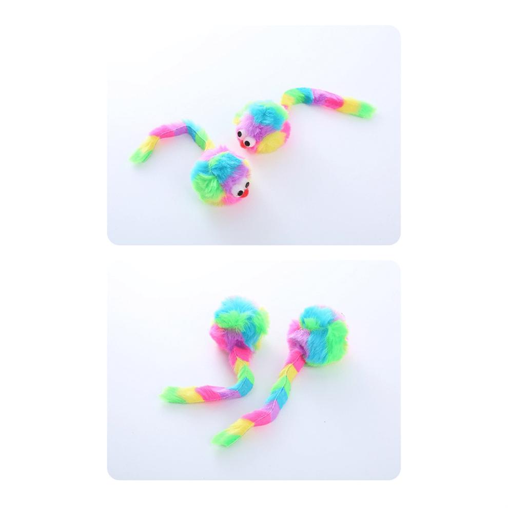 10PCS Rainbow Rabbit Plush Mouse Toy Includes Rattonite Bite Resistant Interactive Play Pet Supplies