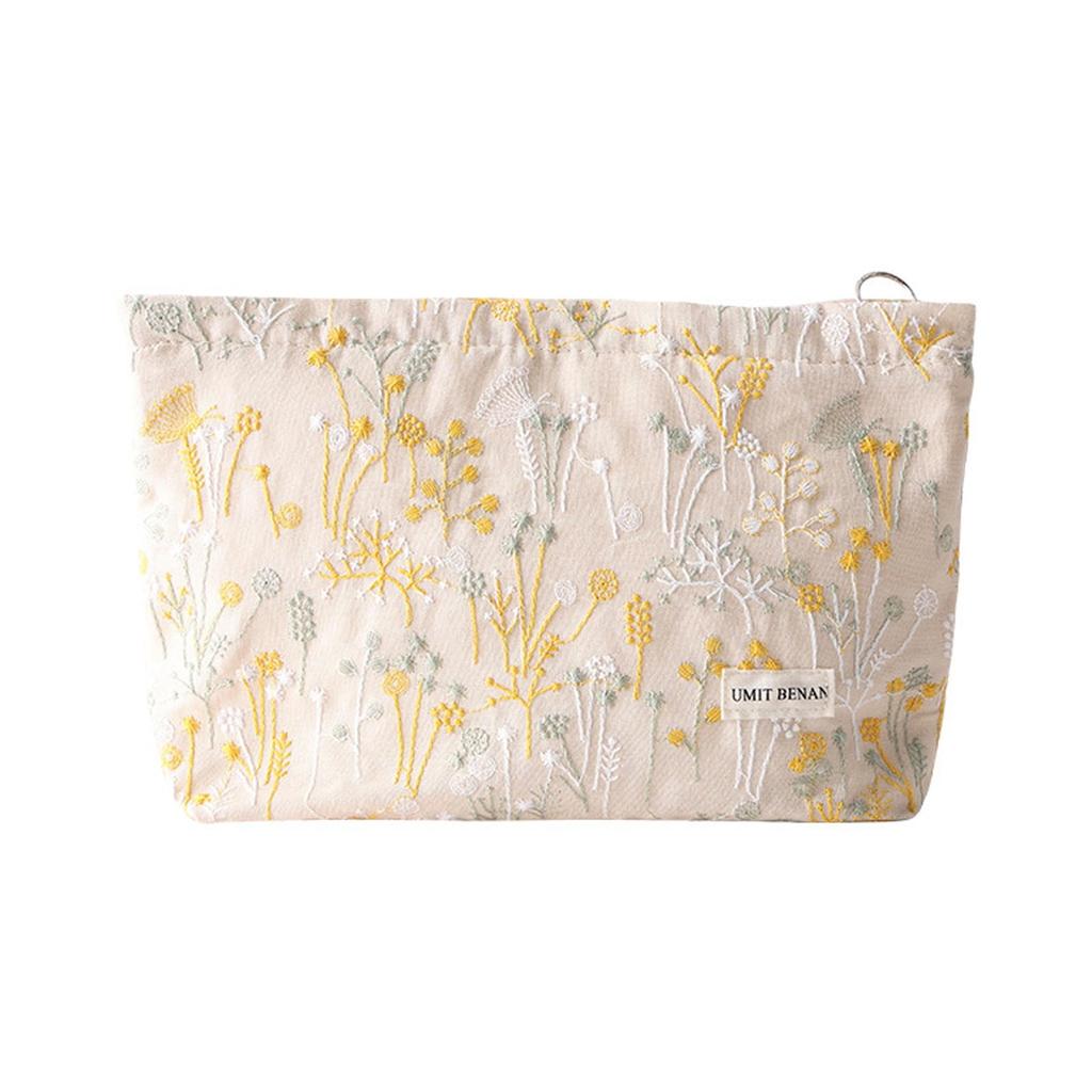 Dekori Large Makeup Pouch with Cute Floral Zipper Cotton and Large Travel Makeup Toiletry Perfect for Storing Cosmetics and Small Items Women's