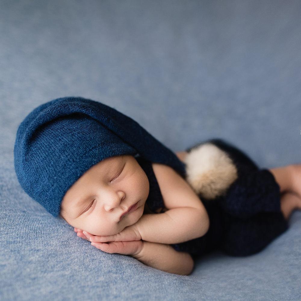 Baby Hat Newborn Photography Props Blanket Wrap Baby Fur Ball Knitted Beanie Hat Baby Photo Shoot Accessories