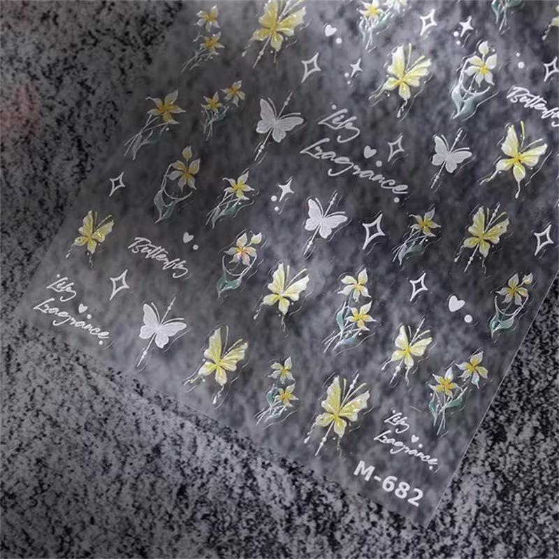 1PCS French Jelly Nail Stickers Dreamy Bubble Meteor Butterfly Star Moon Self Adhesive Stickers For Nail DIY Nail Art Decoration