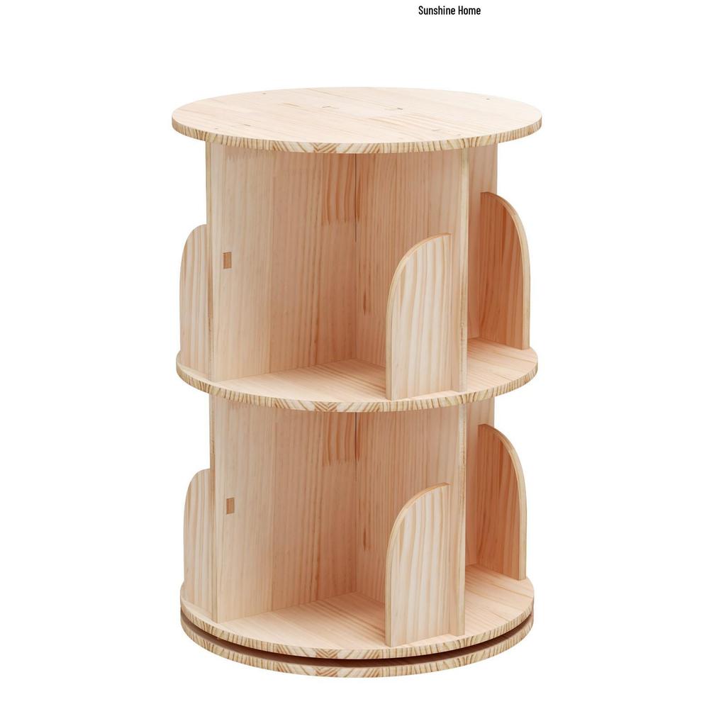 Drehbarer Bücherregalschrank aus Massivholz: Wandmontierbar, Einfache Aufbewahrung für Studenten und Kinder im Wohnzimmer