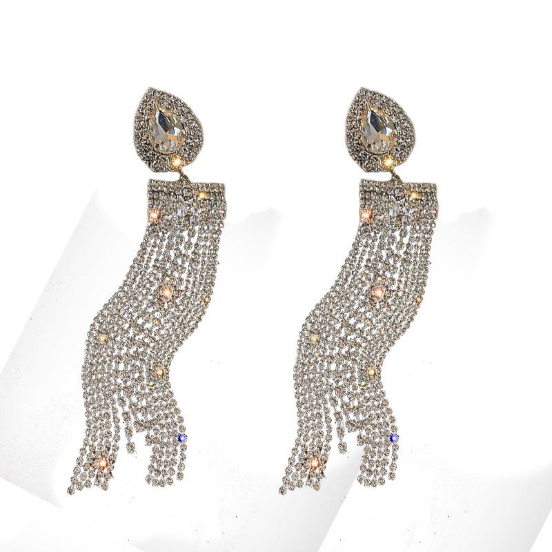 Korean Style Exaggerated Women Girls Shiny Rhinestone Earrings Luxury High Quality Big Crystal Ear Rings Decoration Lady Jewelry