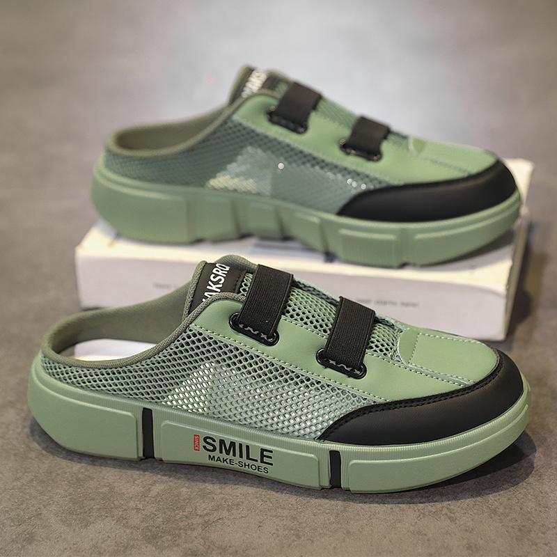 

SYTK Летние сетчатые удобные мужские тапочки с мягкой подошвой, шлепанцы для прогулок на открытом воздухе, пляжные кроссовки, мужские шлепанцы 44 зелёный