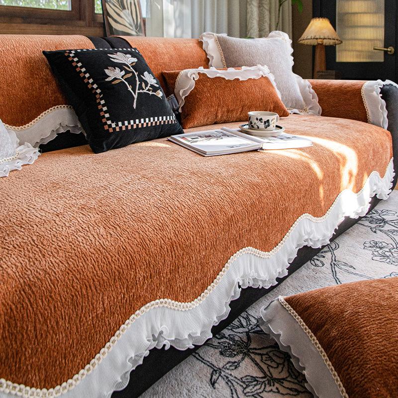 

Французская элитная подушка для дивана особой формы универсальна для всех сезонов. Новая кожаная юбка для дивана, подушка для сиденья, нескользящий чехол 70*70cm