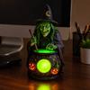 Artesanías de Resina Hechas a Mano Lámpara Caldero de Bruja de Halloween, Adorno de Estatua, Accesorios de Habitación Artísticos Decorativos Espeluznantes Luz para Escritorio Mesa