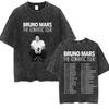 Vintage Washed Rapper Bruno Mars New Album  Graphic T Shirts Mens Hip Hop Pop Loose Fashion Short Sleeve Tshirt Streetwear