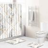 Retro Geometric Bathroom Four-Piece Waterproof Shower Curtain Bedroom Non-Slip Carpet Floor Mat Door Mat